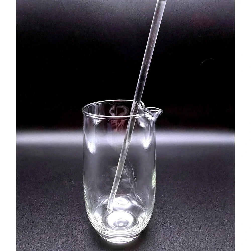 Hand Blown Clear Glass Heart Rim Cocktail Mixing Pitcher with Glass Stir Rod‎